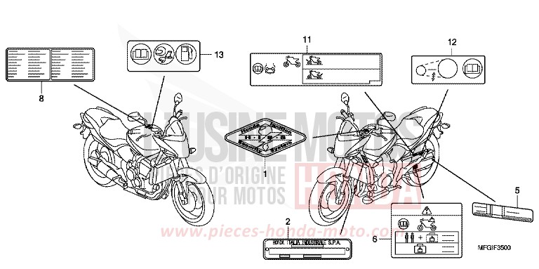 ETIQUETTE DE PRECAUTIONS de Hornet ABS PEARL NIGHTSTAR BLACK (NHA84) de 2010